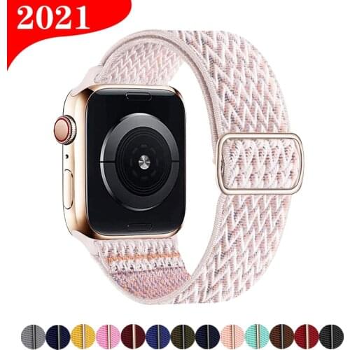 Solo loop for Apple Watch band 44mm 40mm 42mm 38mm Adjustable elastic Nylon Stretch strap for iwatch series 6 SE 5 4 3 2 44 mm