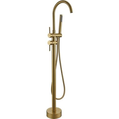 Black Gold Rose Bathtub Floor Stand Faucet Mixer Single Handle Tap 360 Rotation Spout With Brass Handshower Bath Mixer Shower