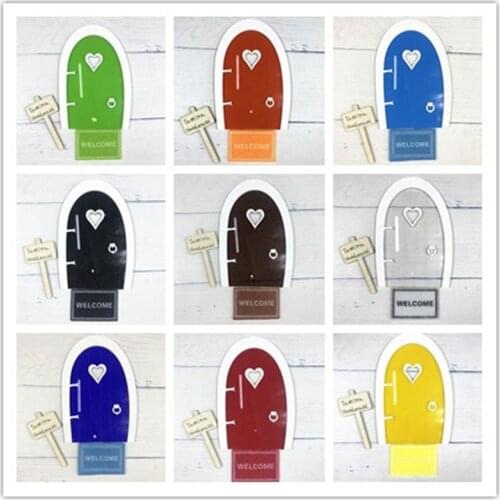 10 Colors Teeth Fairy Door for tree outdoor Miniature Fairy garden Fairy tale door home decor with welcome mat and road sign