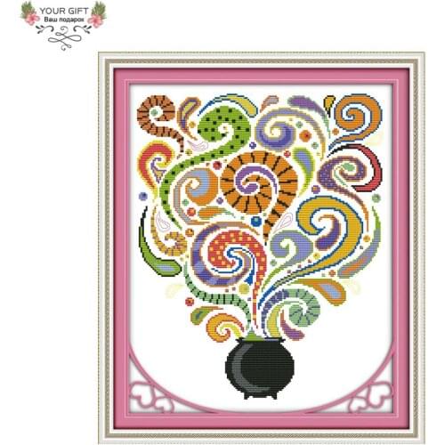 Your Gift 14CT 11CT Counted and Stamped Halloween Magic Bottle Needlepoint Embroidery DIY Cross Stitch kits for Home Decor J118