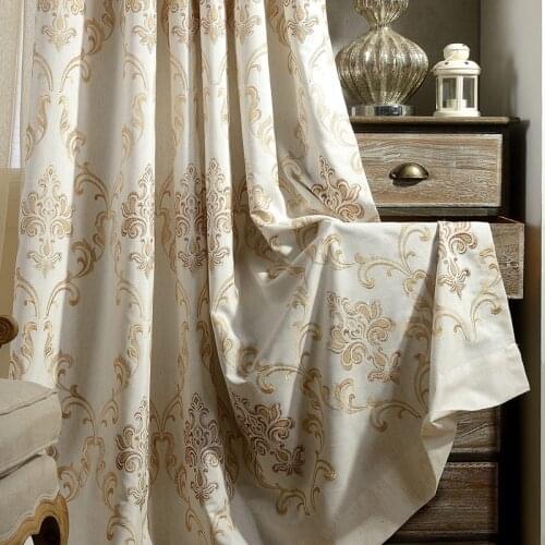 Curtains for Living Dining Room Bedroom Yage Cotton Royal Embroidery Curtain Pastoral Village Blackout Curtian