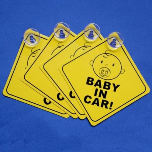 Yellow/Black Baby On Board Child in Car Warning Safety Suction Cup Window Badge Sticker Waterproof Notice Board