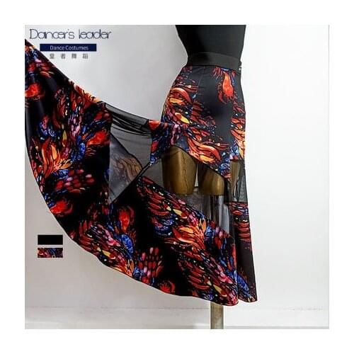 New style Ballroom dance costumes sexy spandex embroidery ballroom dance skirt for women ballroom dance skirt