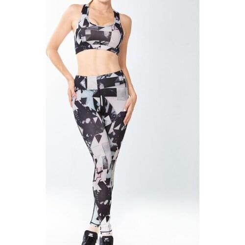 Women Gym Set Flower Print Workout Clothes Letter Stripe Yoga Set Fitness Clothing Women 2 Piece Workout Sets