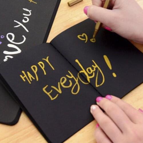 Blank Black Paper Sketch Book Inner Page Diary Notebook Picture Album Art School Paper DIY Supplies Drawing Painting Graffi J8P4