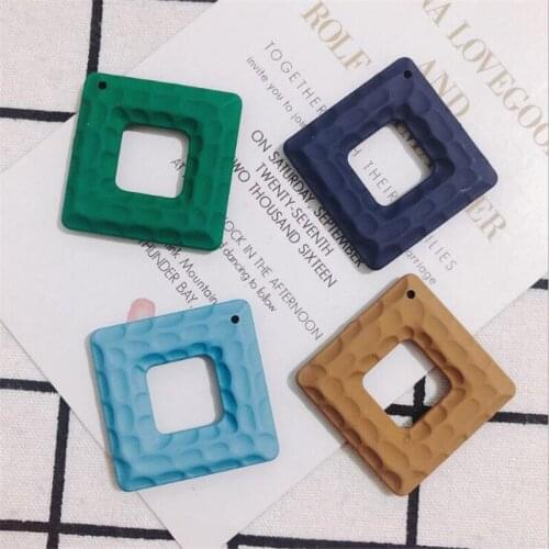 10pcs/lot New Retro Creative Resin Paint Square Charms Connectors for Diy Fashion Earrings Alloy Pendant Jewelry Accessories