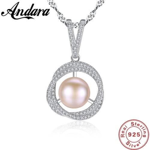 100% Sterling Silver Jewelry Freshwater Pearl Necklaces Silver 925 Necklace & Pendants for Women Free Shipping