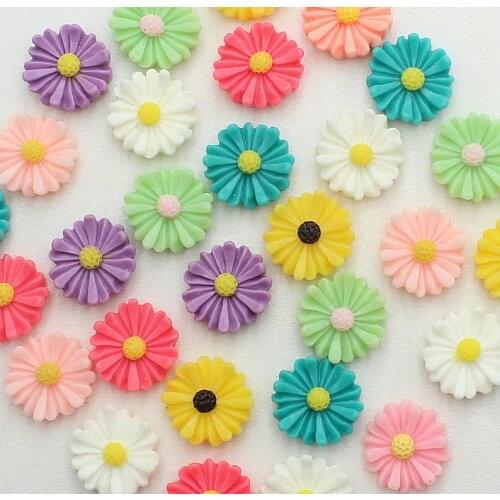 200pcs 17mm DAISY Resin Flower Cabochons / Decoden Flatback Cabochon For DIY Jewelry, Hair Clips, Scrapbooks, Cards