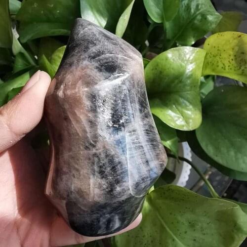 350g Natural stone black moonstone crystal flame reiki stones gem chakra stones and healing crystals home decoration
