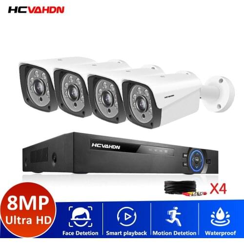 4CH Video Surveillance Kit 4K HDMI DVR CCTV System For Home Security 4PCS 8.0MP AHD Camera Video Surveillance Set with 1TB HDD