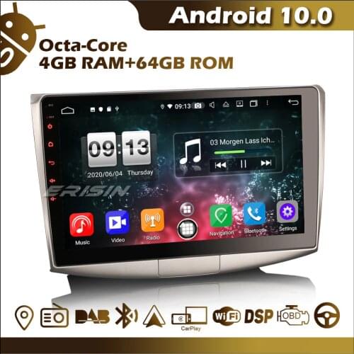 ES8717P Autoradio 10.1" Car SatNav Android 10 Octa-Core BT OBD WiFi DAB FM GPS CarPlay DSP TPMS Camera for VW Passat B6 B7 CC