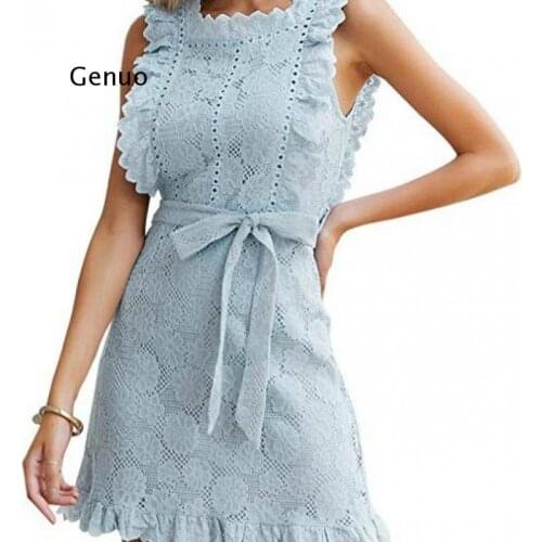 White Dress Floral Lace Mesh Sexy Women Dresses Hollow Out Summer Slim Dress Elegant Backless Mini Dress Party Beach Sundress