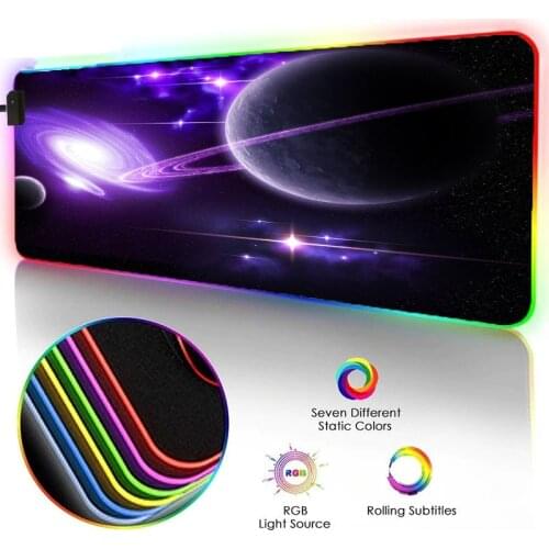 Mairuige Large Mouse Pad Moon Scenery Under The Stars RGB Mouse Pad LED Luminous Color Lighting Wireless Charging Mouse Pad XXL