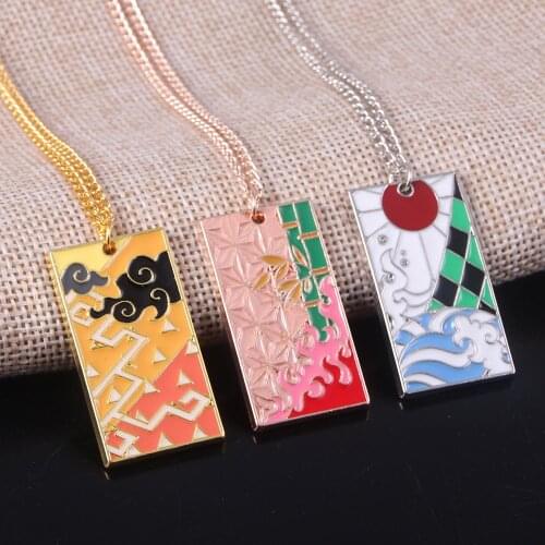 Demon Slayer Kimetsu no Yaiba Kamado Tanjirou Nezuko Agatsuma Zenitsu Hashibira Inosuke Enamel Alloy Pendant Necklace Chain Gift