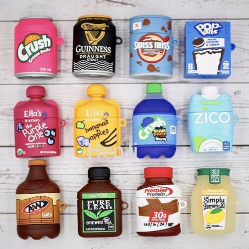 3D Brand Coffee Beer Juice Drink Case for AirPods 1 2 Pro Charge Box Soft Silicone Wireless Bluetooth Earphone Protect Cover