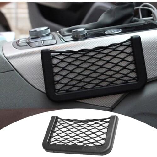 Car Net Pocket Seat Side Back Storage Bag Phone Wallets Holder Organizer Comes with 3mm double-sided Adhesive Strong Scalability