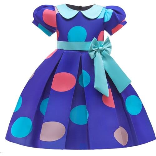 2021 Summer Kids Dress for Girls Dot Printed Princess Dress 3-10y Casual Clothing Vestidos Bow Children Birthday Party Dresses