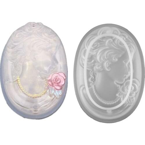 Elegant Lady Listing Pendant Crystal Epoxy Mold Aroma Gypsum Expanded Fragrance Stone Silicone Mold Pendant For DIY Jewelry Mold