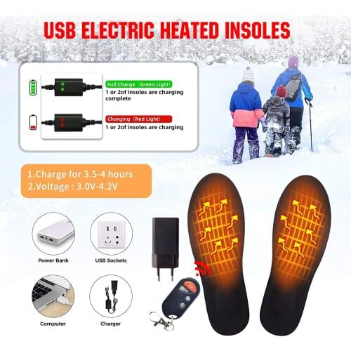 1800mAh USB Electric Insoles Heated with Controller Winter Foot Warmer Man Women Breathable Sports Shoes Pads Plantar Fasciitis