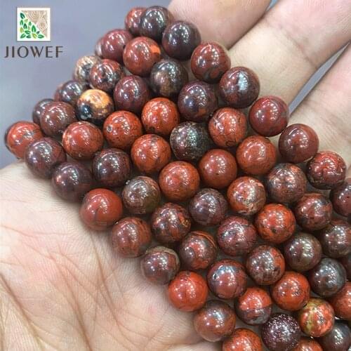 Smooth Red Brecciated Jasper Round Loose Beads for Jewelry Making Natural Stone DIY Bracelet Necklace 15"Strand 4 6 8 10 12MM
