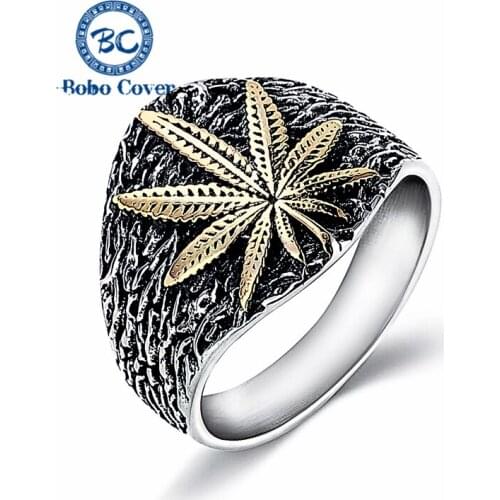 Vintage Maple Leaf Ring Leaves Charm Ring Ladies Men Gifts Stainless Steel Fashion Jewelry Rock Punk Party Accessories Wholesale