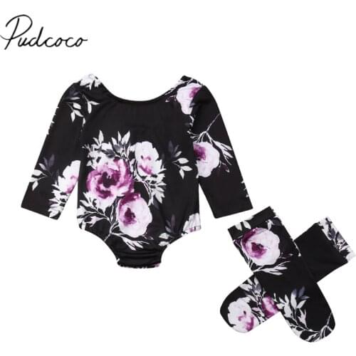 2019 Brand New 0-18M Newborn Infant Kids Baby Girls Boys Bodysuits + Leg Warmers 2Pcs Sets Long Sleeve Floral Print Jumpsuits