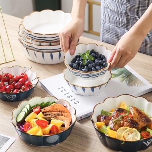 Creative ceramic Web red hand-painted lace bowl salad fruit bowl rice household tableware snack dessert bowl dinner plates
