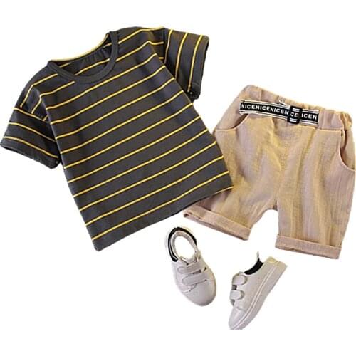 Summer Stripe T-Shirt+Short Pants 2020 Baby Boys Cotton Clothing Sets Clothes Set Sracksuit Outfits Suits 9M to 5Years 2 PCS Set