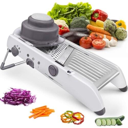 LMETJMA 18 Types Adjustable Mandoline Slicer Stainless Steel Vegetable Julienner Grater Onion Potato Slicer Cutter KC0326