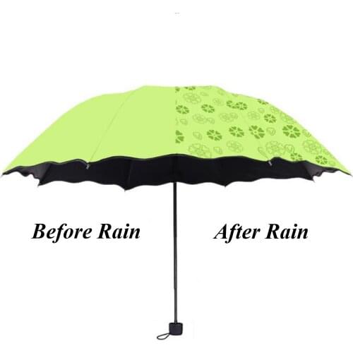 New fashion Water Encounter Flowering Sunny Umbrella Lady UV Protection Solid Color flower after rain Umbrella Travel Umbrella