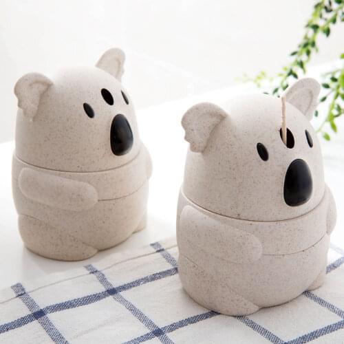 OTHERHOUSE Koala Shaped Automatic Toothpick Holder Dispenser Plastic Toothpick Storage Box Case Office Home Table Decoration