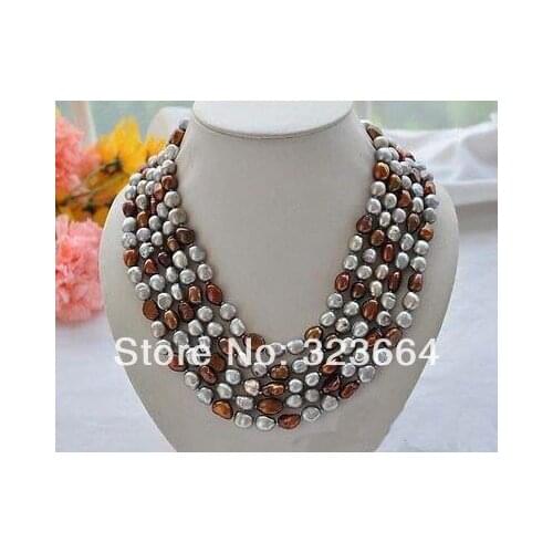 100" 11mm gray coffee baroque freshwater pearl necklace
