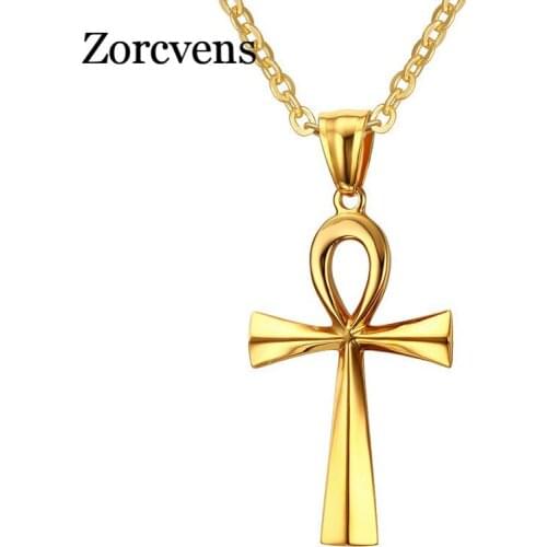 Modyle Brand Ankh Necklace Egyptian Cross Necklaces & Pendants Jewelry Gold-color Vintage Crux Ansata Necklace for Women/Men