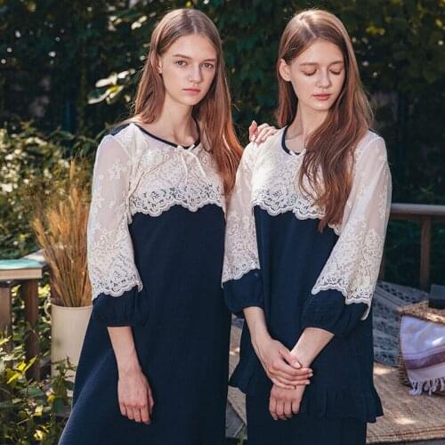 Pajama WomenS New Autumn And Winter 100% Cotton Pajama Women Wrinkle Cotton Sleepwear Loose Home Wear Long-Sleeved Suit