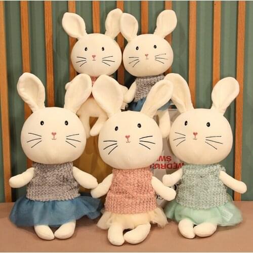 38cm/55cm Lovely Clothed Dressed Rabbits Plush Toy Cartoon Animal Soft Bunny Stuffed Doll Children Birthday Gift Appease Toys