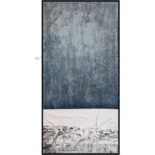 Blue Abstract Canvas Wall Art Modern New Heavy Textured Handmade Oil Painting On Canvas Wall Pictures For Living Room Home Decor