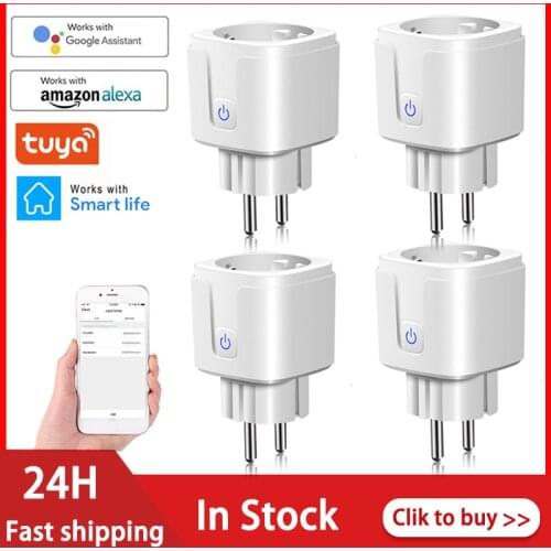 Tuya WiFi Smart Plug Adaptor Smartlife App 16A EU Remote Voice Control Power Monitor Outlet Timer Socket For Alexa Google Home