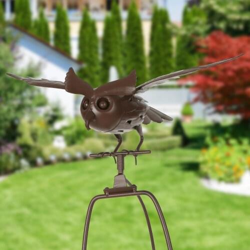Garden Bird Statue Fountain Ornament Metal Feature Sculpture for Home Garden Decoration Owl Eagle Garden Stakes Wind Spinners