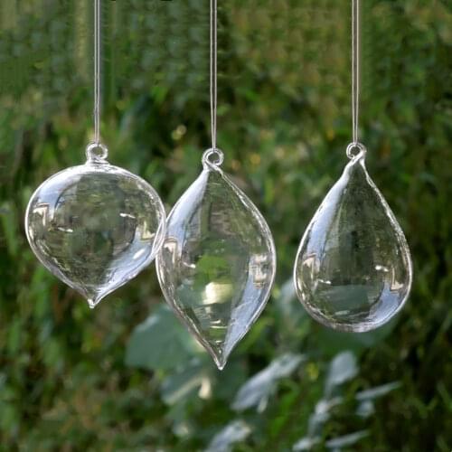 Free Shipping 2pcs/pack Cone Shaped Glass Pendant Christmas Day Tree Ornament Transparent Drop Onion Hanger Home Decoration