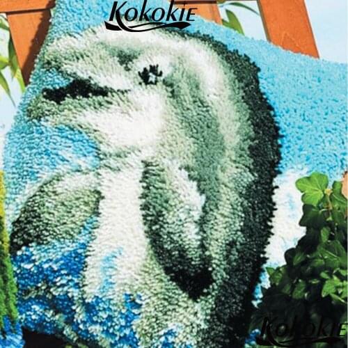 Crocheting Rug Yarn Pillowcase dolphin Throw Pillow Latch Hook cross stitch fabric cushion embroider needlework kits diy carpet