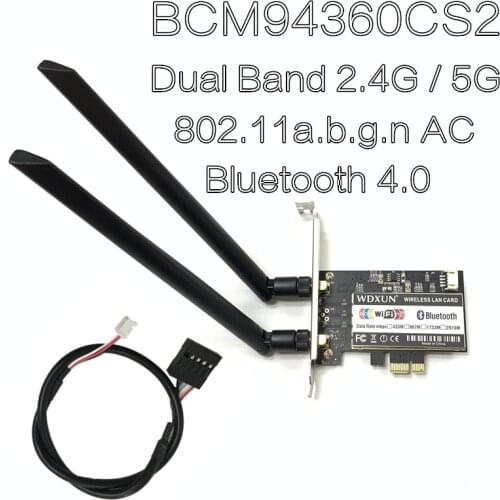 WDXUN For Broadcom BCM94360CS2 1200 Mbps 802.11ac bluetooth 4.0 PCI-E Wireless WiFi Adapter network card