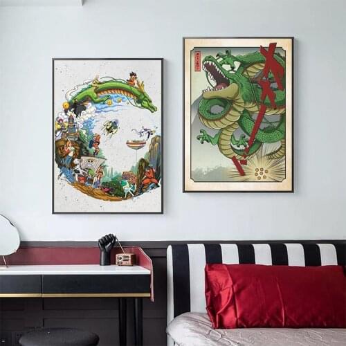 Japanese Anime Canvas Painting Shenron Dragon Ball Posters and Prints Wall Art Print Mural Childrens Room Home Decoration