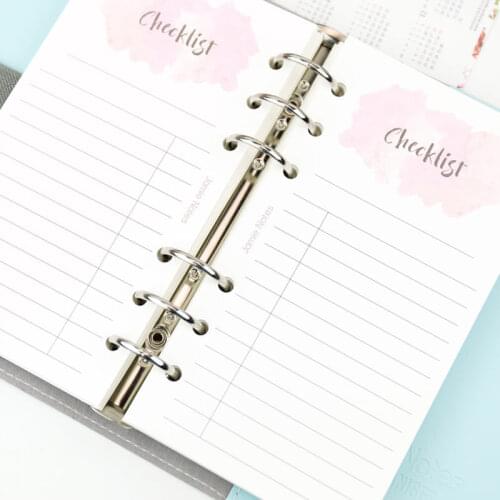 Yiwi Fashion Colorful Notebook Accessories A5 A6 Check List Solid Color Planner Inners Filler Papers 40 sheet/ Set Inside