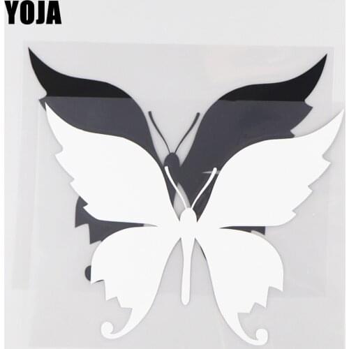 YOJA 15.1×12CM Beautiful Butterfly Decal Simple Vinyl Cartoon Animals Car Stickers Black/Silver 19C-0112