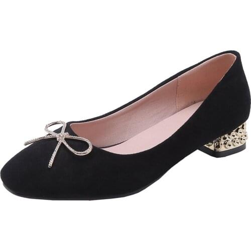 Early spring tide 2019 new comfortable party with low with square head size 43 yards 31 - shallow mouth single woman shoes