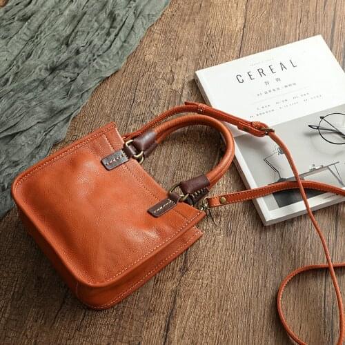 Johnature Handmade Genuine Leather 2021 Autumn New Women Bag Vintage Real Cowhide Handbag Versatile Small Shoulder Bags