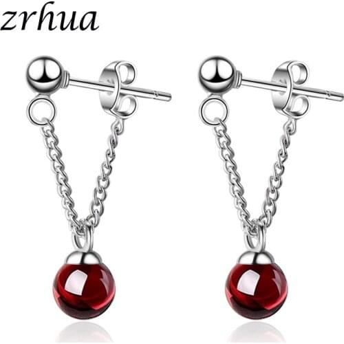 ZRHUA Original Silver Color Drop Earring Women Jewelry Crystal Pendant with Ear Wire Chain Earrings for Ladies Party Gift