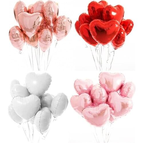 10pcs 18inch Red Pink Heart Foil Balloons Wedding Helium Ballons Birthday Party Decor Balloon Valentines Day Globos Supplies
