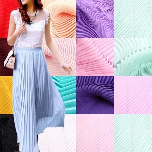100D Soft Pink Chiffon Pleated Tulle Fabric For Wedding Dress Shirt Crumpled dress fabric By The Meter