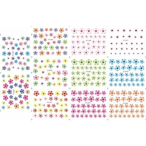 11 PACKS / LOT 3D SIMULATION FLOWER FIVE PETALS FLOWERS CAMELLIA CLUBS CARNATION SELF-ADHESIVE NAIL TATTOOS STICKER E281-291